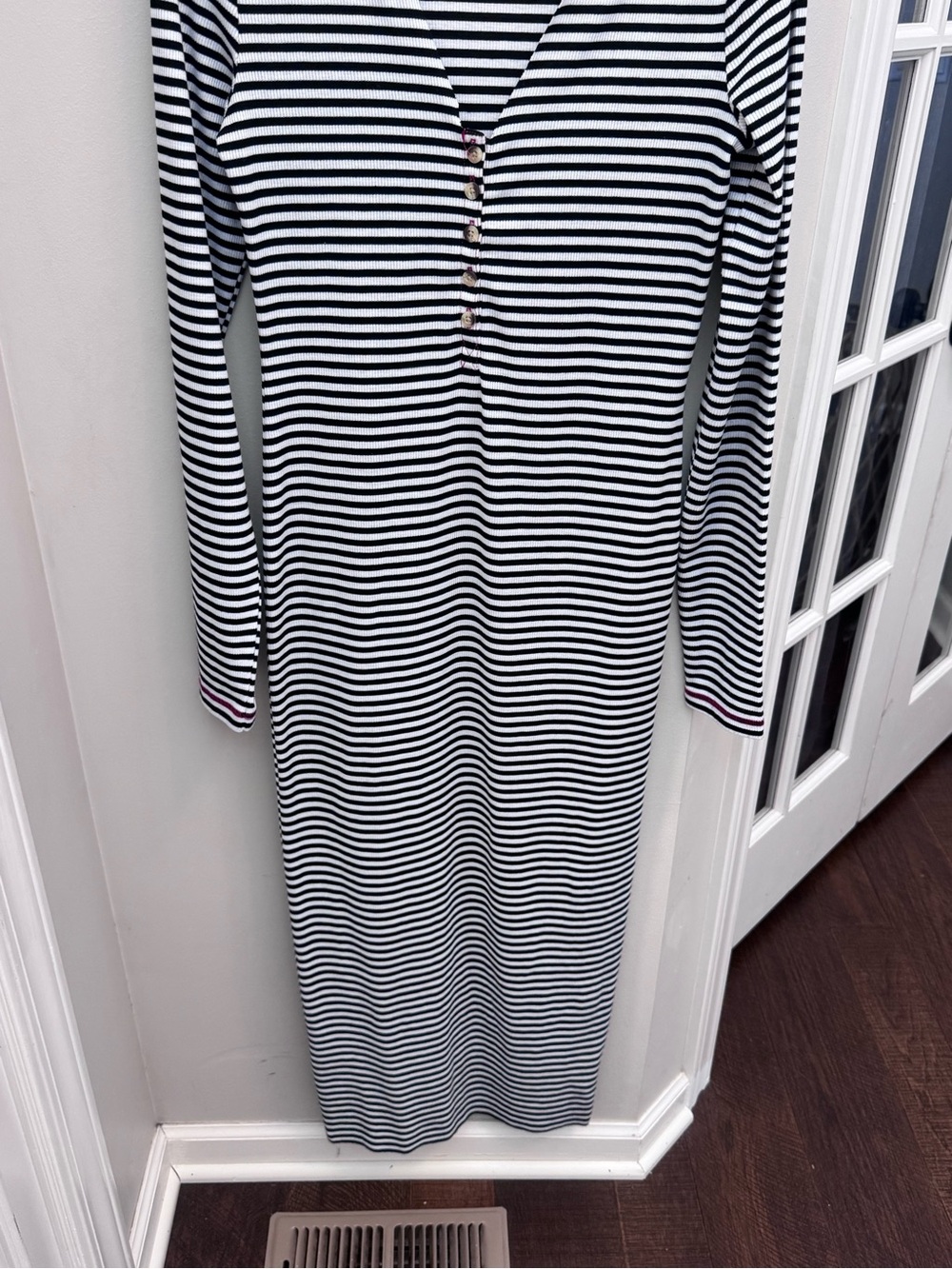 Free People Beach ribbed knit maxi dress Black White - Picture 4 of 9